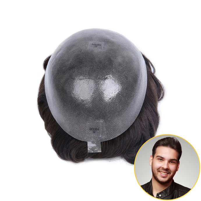 0.15mm Thick Full Transparent Poly Hair Replacement System For Men
