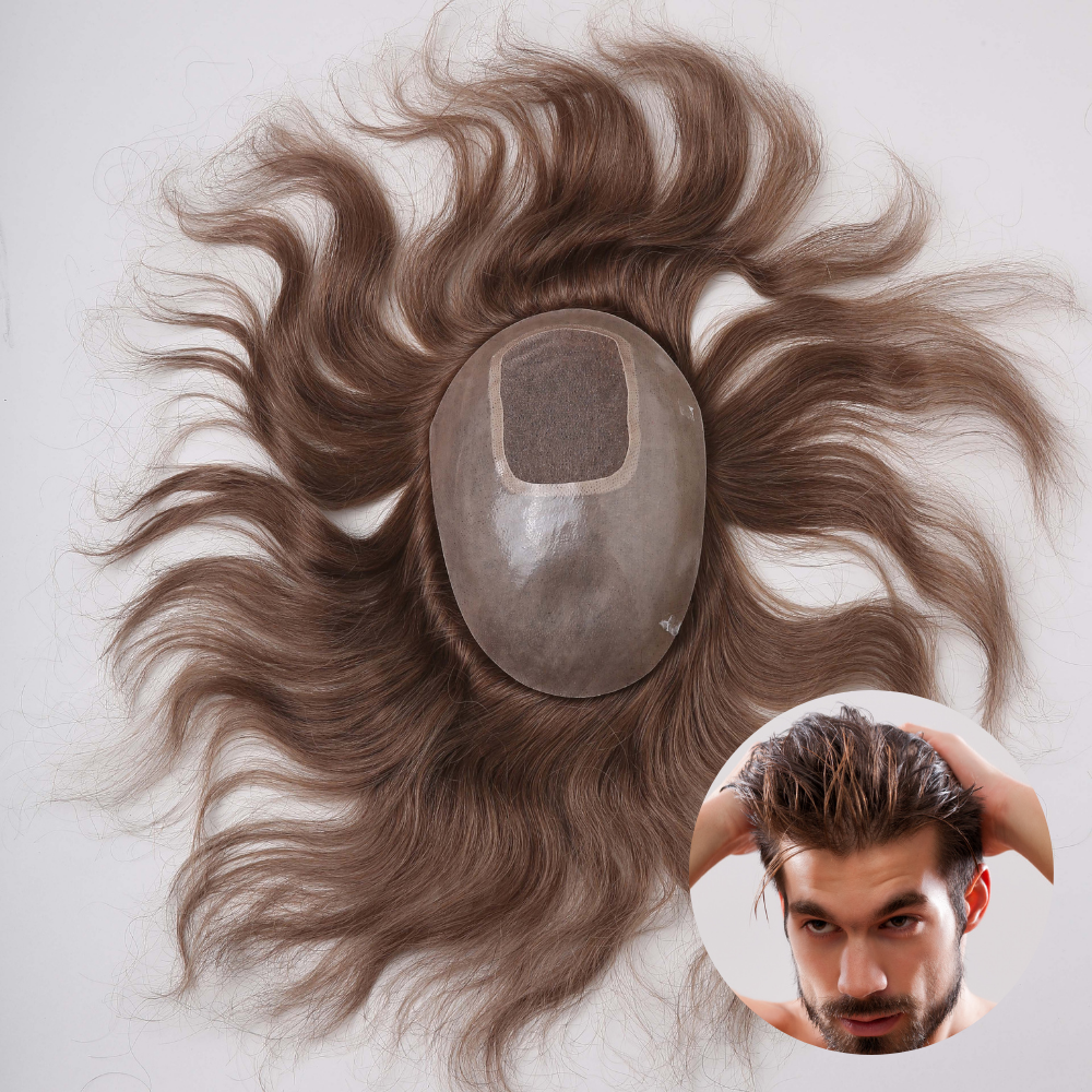 Fine Mono Top Single Knotted Thin Clear Poly Hair Replacement System For Men - HairBro