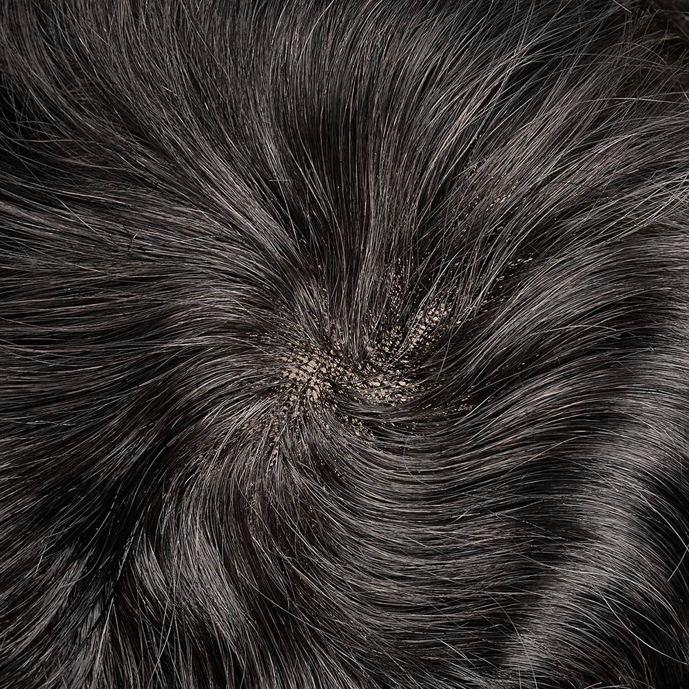 French Lace Center and Front Poly Around Stock Hair Replacement System For Men - HairBro