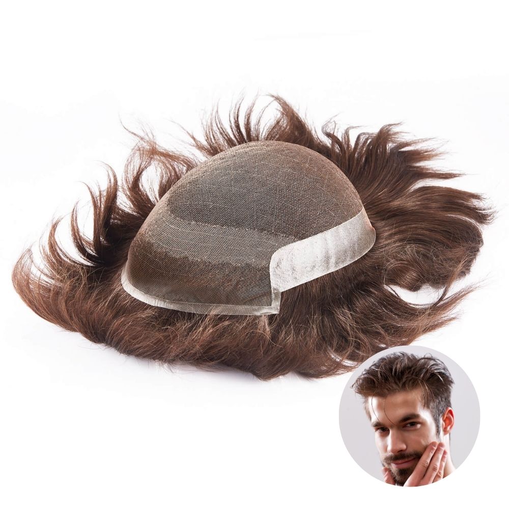 Men natural hair toupee best sale