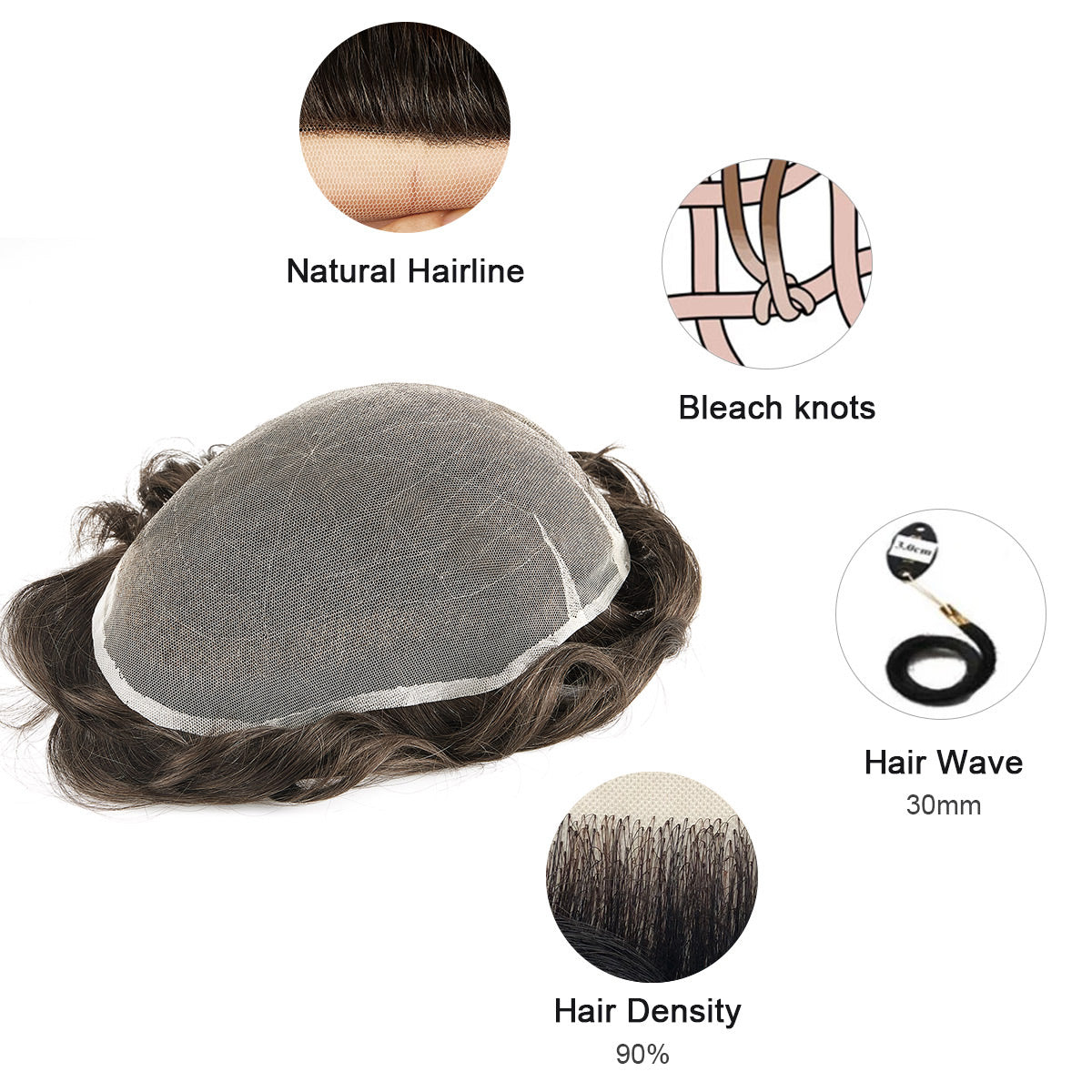 New Swiss Lace Base Hairpieces For Men With 90% Hair Density - HairBro