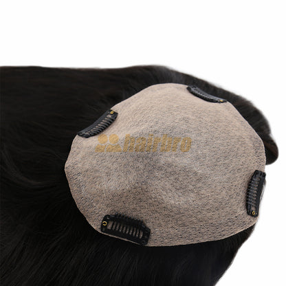 Clips-On Silk Top Hairpiece for Women with Diamond Lace - HairBro